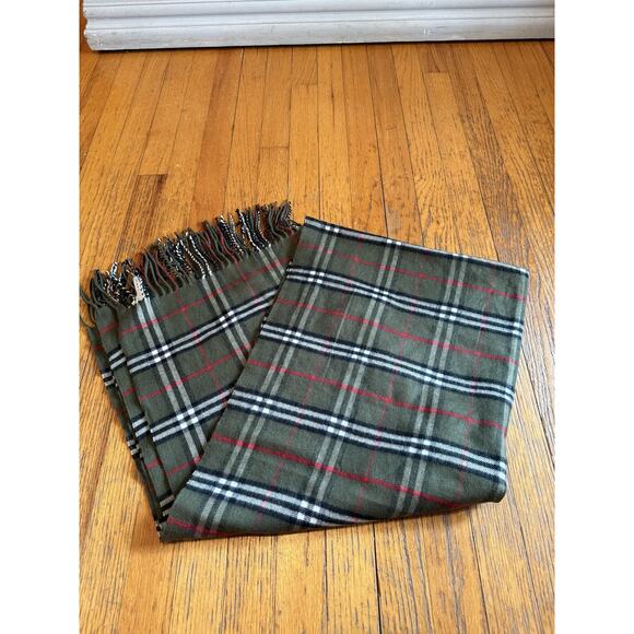 Mister Guy Cashmere Scarf Mens Green Plaid Heavy Wool Fringed Winter New Tag - Picture 1 of 4